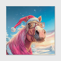 Холст квадратный Новогодняя лошадь в очках, цвет: 3D-принт — фото 2