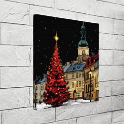 Холст квадратный Красная новогодняя елка, цвет: 3D-принт — фото 2