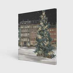 Картина квадратная Елка во дворе