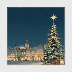 Холст квадратный Новогодняя атмосфера в городе, цвет: 3D-принт — фото 2