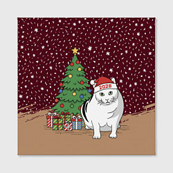 Холст квадратный Кот Бендер и ёлка, цвет: 3D-принт — фото 2