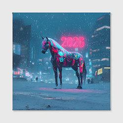 Холст квадратный Киберпанк лошадь 2026, цвет: 3D-принт — фото 2