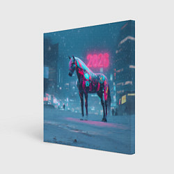 Картина квадратная Киберпанк лошадь 2026