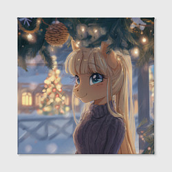 Холст квадратный Новогодняя анимешная лошадка, цвет: 3D-принт — фото 2