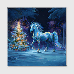 Холст квадратный Сияющая новогодняя лошадка, цвет: 3D-принт — фото 2