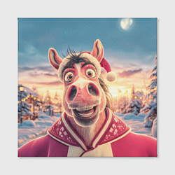 Холст квадратный Счастливая новогодняя лошадь, цвет: 3D-принт — фото 2