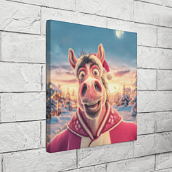 Холст квадратный Счастливая новогодняя лошадь, цвет: 3D-принт — фото 2