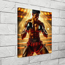 Холст квадратный Боец муай-тай в ринге, цвет: 3D-принт — фото 2