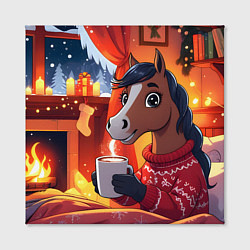 Холст квадратный Лошадка зимним вечером, цвет: 3D-принт — фото 2