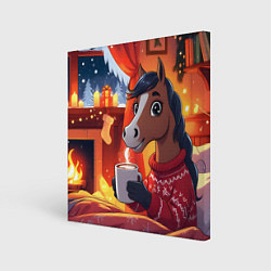 Картина квадратная Лошадка зимним вечером