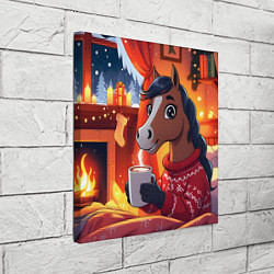 Холст квадратный Лошадка зимним вечером, цвет: 3D-принт — фото 2