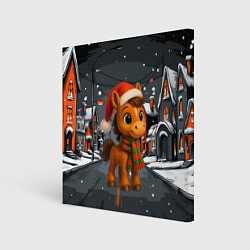 Холст квадратный Новогодняя лошадка 2026 год, цвет: 3D-принт