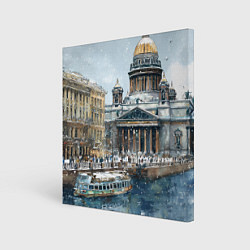 Холст квадратный Новогодний снежный Питер, цвет: 3D-принт