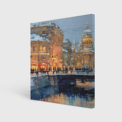 Картина квадратная Снежный вечер в Питере