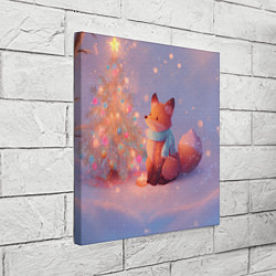 Холст квадратный Лисичка Новый год, цвет: 3D-принт — фото 2