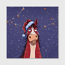 Холст квадратный Новогодняя лошадь символ 2026 года, цвет: 3D-принт — фото 2