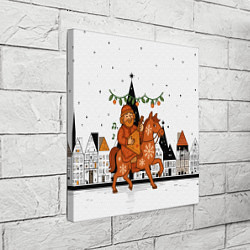 Холст квадратный Новогодняя сказочная лошадка, цвет: 3D-принт — фото 2