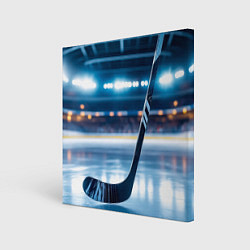 Картина квадратная Хоккейная клюшка на льду арены