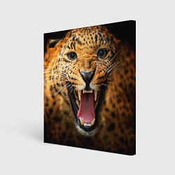 Холст квадратный Рык леопарда, цвет: 3D-принт