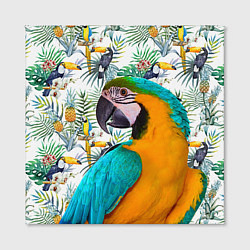 Холст квадратный Летний попугай, цвет: 3D-принт — фото 2