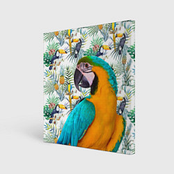 Холст квадратный Летний попугай, цвет: 3D-принт