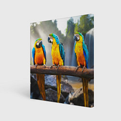 Картина квадратная Экзотические попугаи
