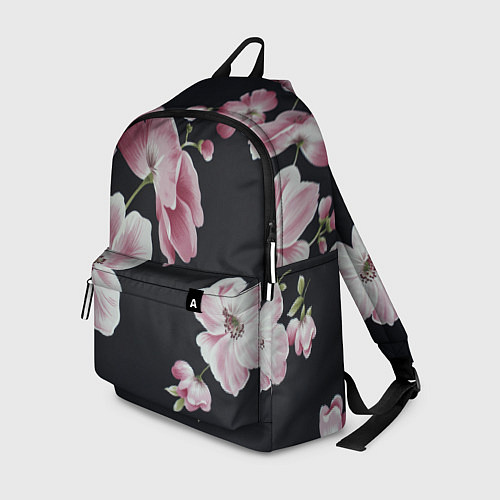 Рюкзак Цветы на черном фоне / 3D-принт – фото 1