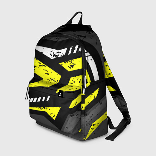 Рюкзак Black yellow abstract sport style / 3D-принт – фото 1