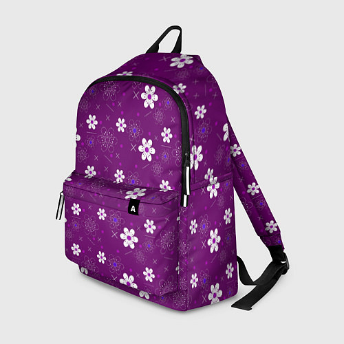 Рюкзак Узор цветы на фиолетовом фоне / 3D-принт – фото 1