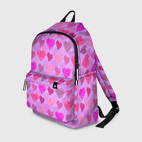 Рюкзак Розовые сердечки / 3D-принт – фото 1