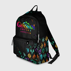 Рюкзак GENSHIN IMPACT NEON LOGO RAINBOW STYLE, ЭМБЛЕМЫ, цвет: 3D-принт