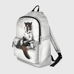 Рюкзак Котик с пистолетом на стене мем