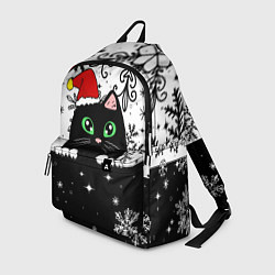 Рюкзак Новогодний кот в колпаке Санты, цвет: 3D-принт