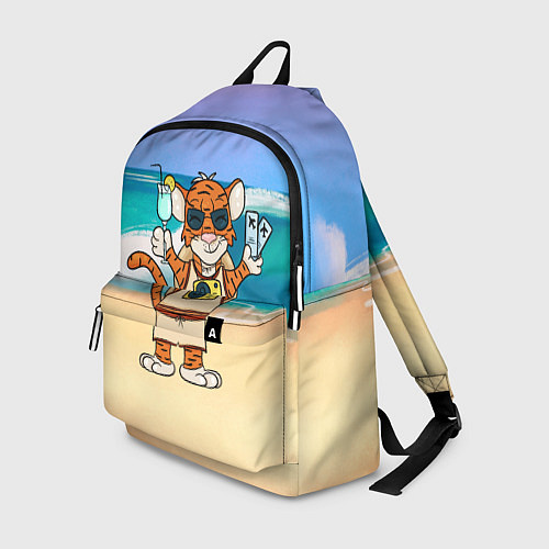 Рюкзак Тигр в отпуске на новый год на море / 3D-принт – фото 1