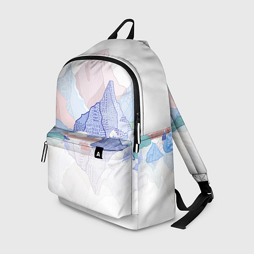 Рюкзак Разноцветные пастельные оттенки гор в отражении во / 3D-принт – фото 1
