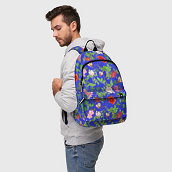 Рюкзак Цветочки - синий фон - паттерн, цвет: 3D-принт — фото 2