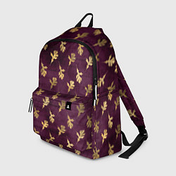 Рюкзак Золотые листья на бордовом фоне, цвет: 3D-принт