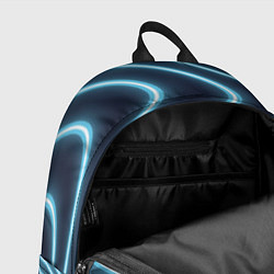 Рюкзак Неоновый свет Волны голубые на темном фоне, цвет: 3D-принт — фото 2
