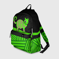 Рюкзак Зеленый полосатый кот, цвет: 3D-принт