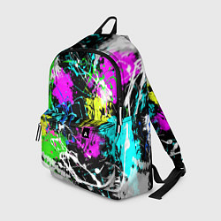 Рюкзак Разноцветные пятна краски на черном фоне, цвет: 3D-принт