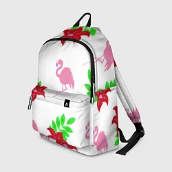 Рюкзак Розовый фламинго с цветами, цвет: 3D-принт