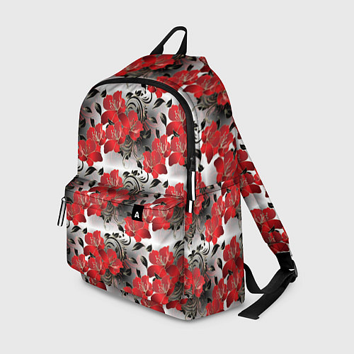 Рюкзак Красные абстрактные цветы / 3D-принт – фото 1