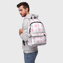 Рюкзак Фламинго и круги на белом фоне, цвет: 3D-принт — фото 2