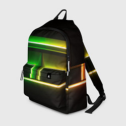 Рюкзак Неоновые фигуры и линии - Зелёный и жёлтый, цвет: 3D-принт
