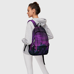 Рюкзак Ночное сияние в тёмном лесу - Фиолетовый, цвет: 3D-принт — фото 2