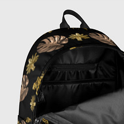 Рюкзак Цветы и листья на черном фоне, цвет: 3D-принт — фото 2