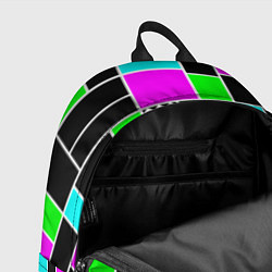 Рюкзак Неоновый геометрический узор на черном, цвет: 3D-принт — фото 2