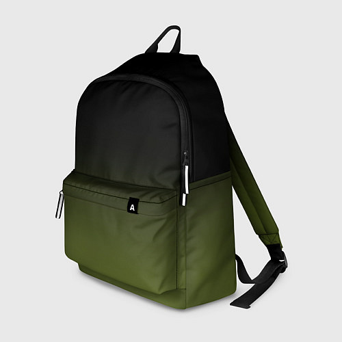 Рюкзак Черный и хвойный зеленый градиент / 3D-принт – фото 1