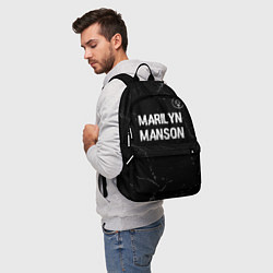 Рюкзак Marilyn Manson glitch на темном фоне: символ сверх, цвет: 3D-принт — фото 2
