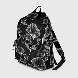 Рюкзак Графичные цветы на черном фоне